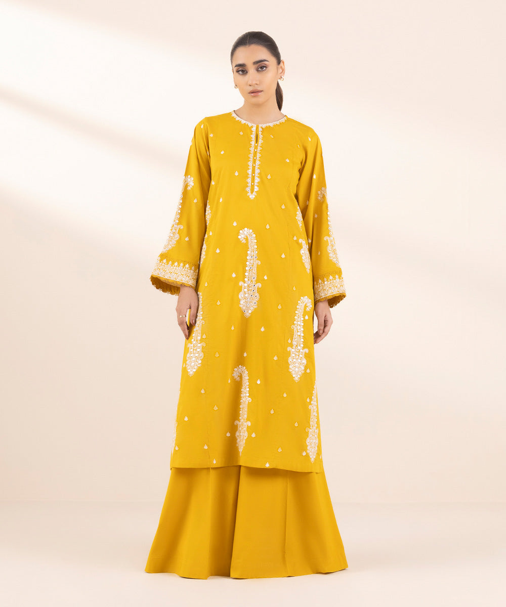 Women's Pret Lawn Embroidered Yellow A-Line Shirt