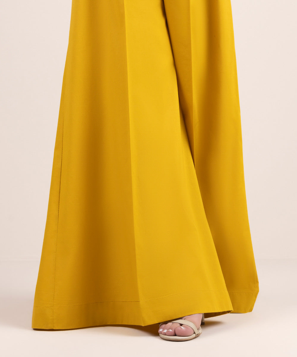 Women's Pret Cambric Yellow Solid Sharara