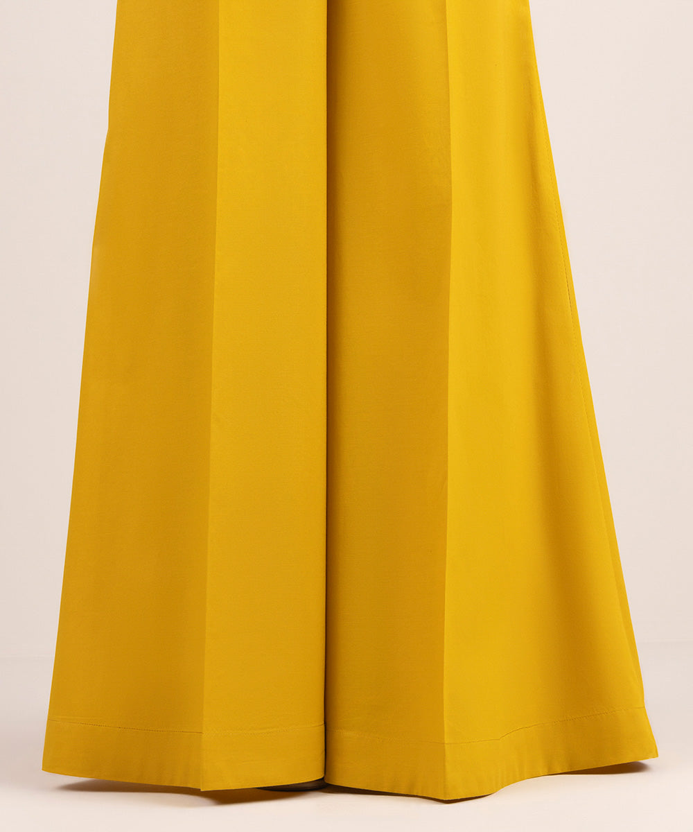 Women's Pret Cambric Yellow Solid Sharara