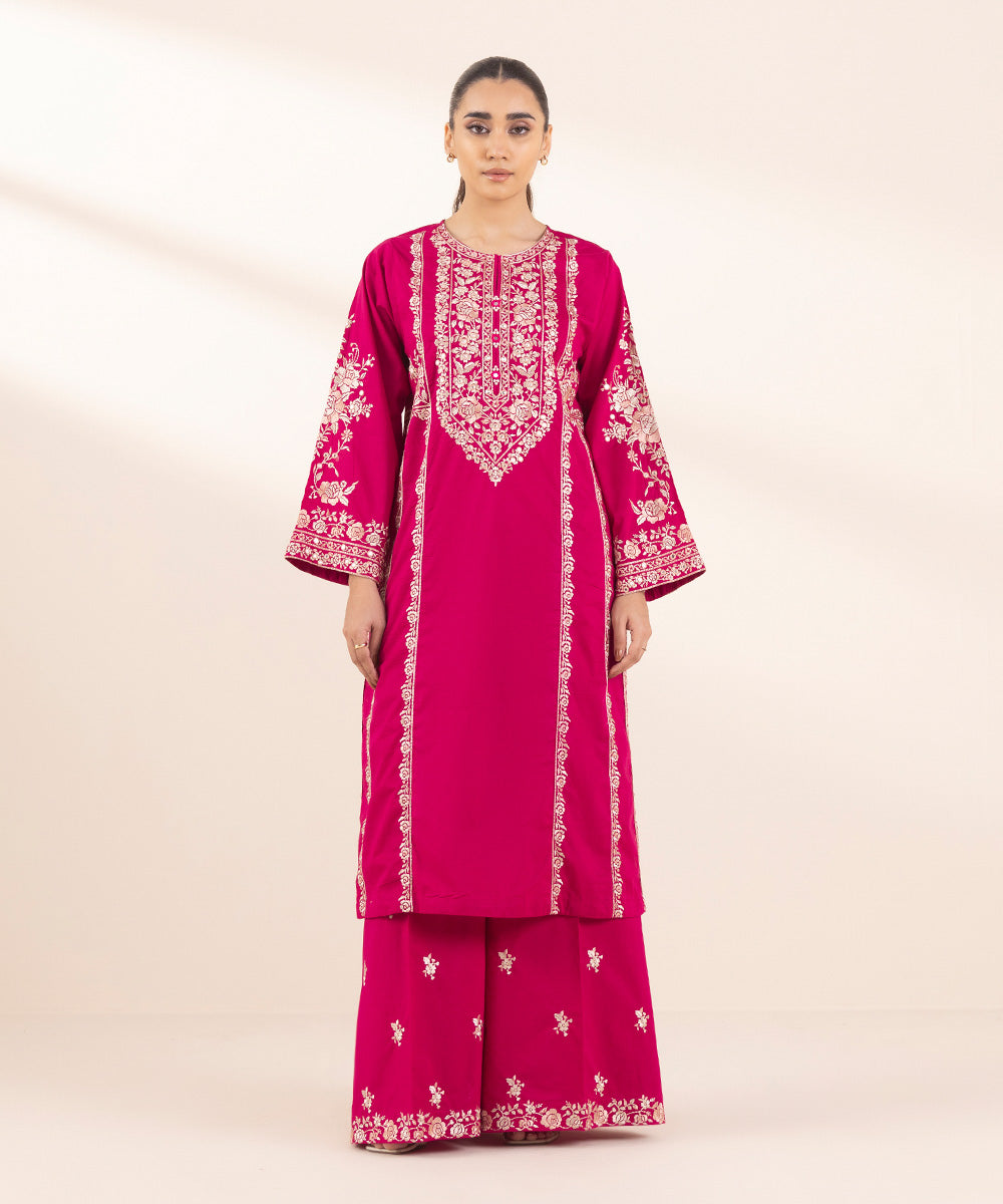 Women's Pret Lawn Embroidered Pink Boxy Shirt