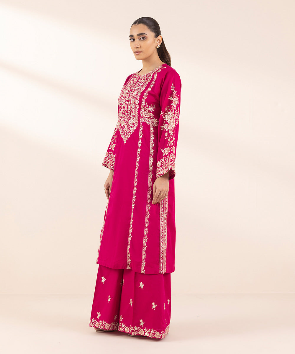 Women's Pret Lawn Embroidered Pink Boxy Shirt