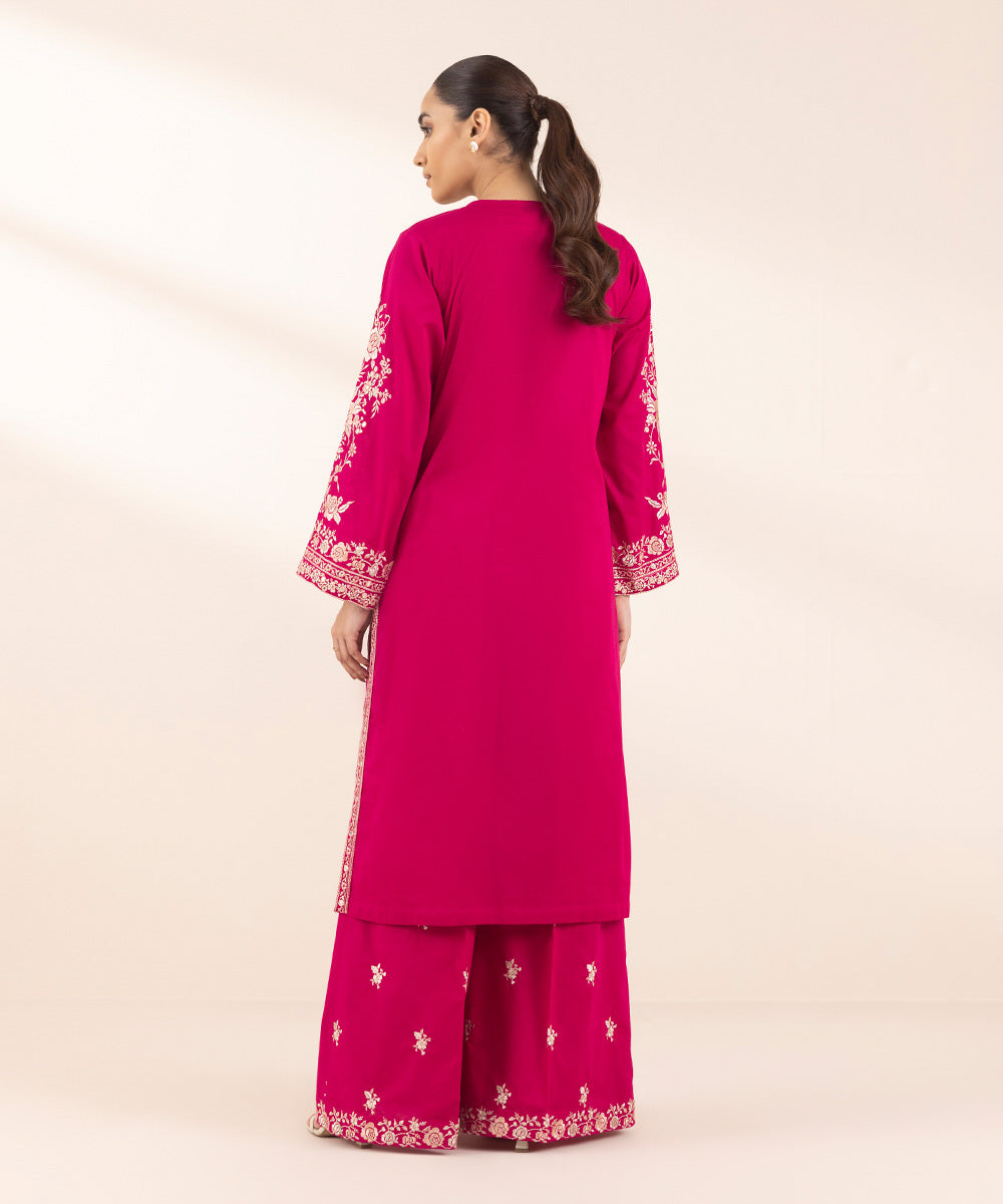 Women's Pret Lawn Embroidered Pink Boxy Shirt