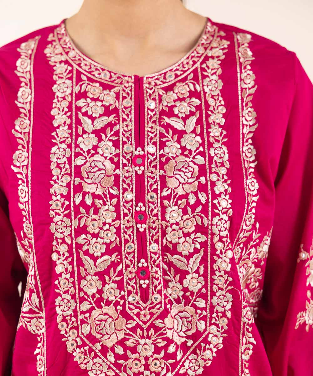 Women's Pret Lawn Embroidered Pink Boxy Shirt