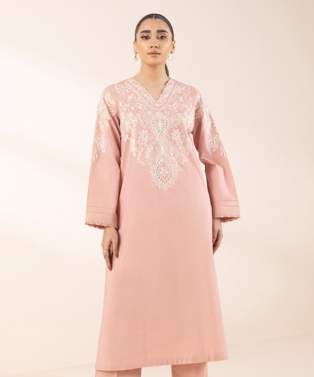 Women's Pret Lawn Embroidered Pink A-Line Shirt