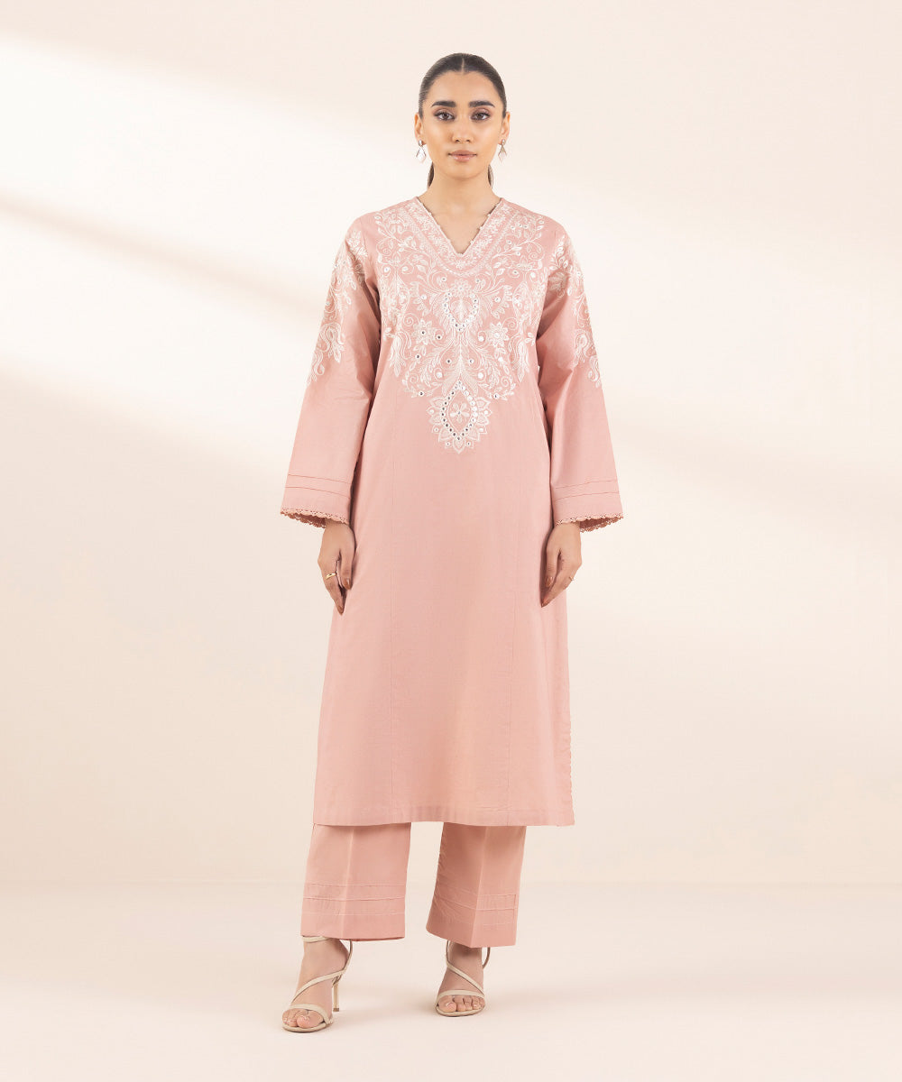 Women's Pret Lawn Embroidered Pink A-Line Shirt