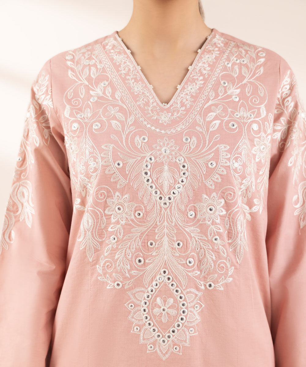 Women's Pret Lawn Embroidered Pink A-Line Shirt