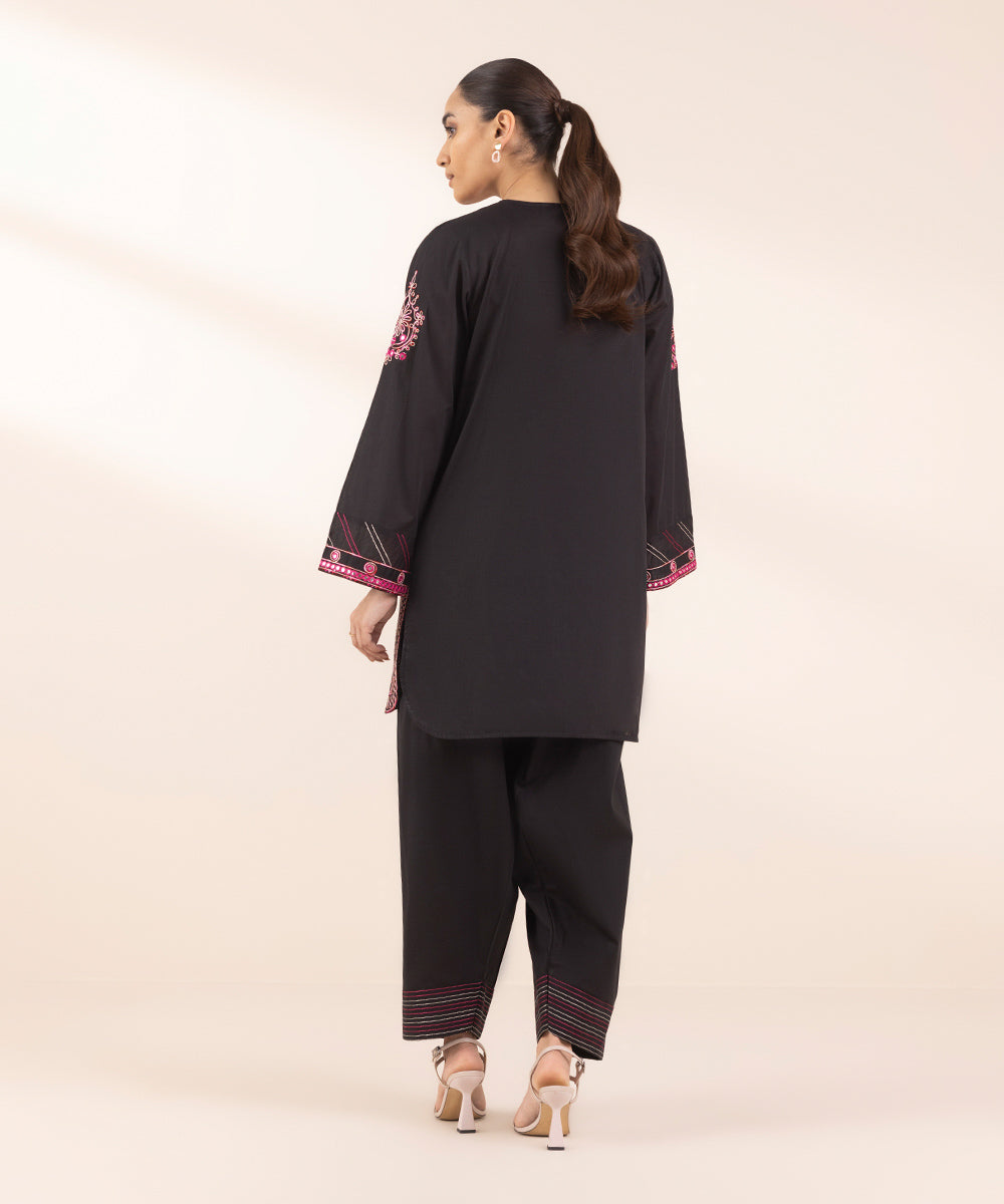 Women's Pret Lawn Embroidered Black A-Line Shirt