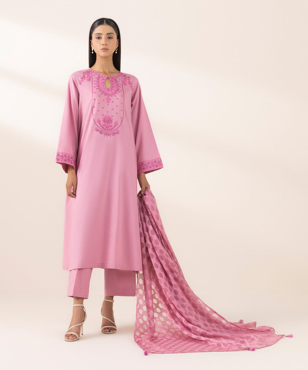 Brochea Jacquard Pink Dupatta