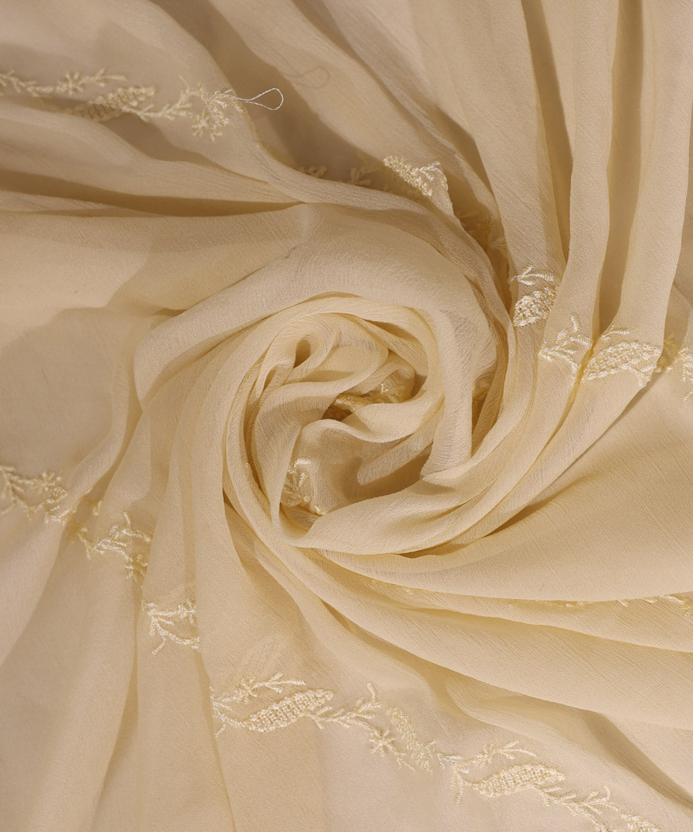 Blended Chiffon Off White Embroidered Dupatta