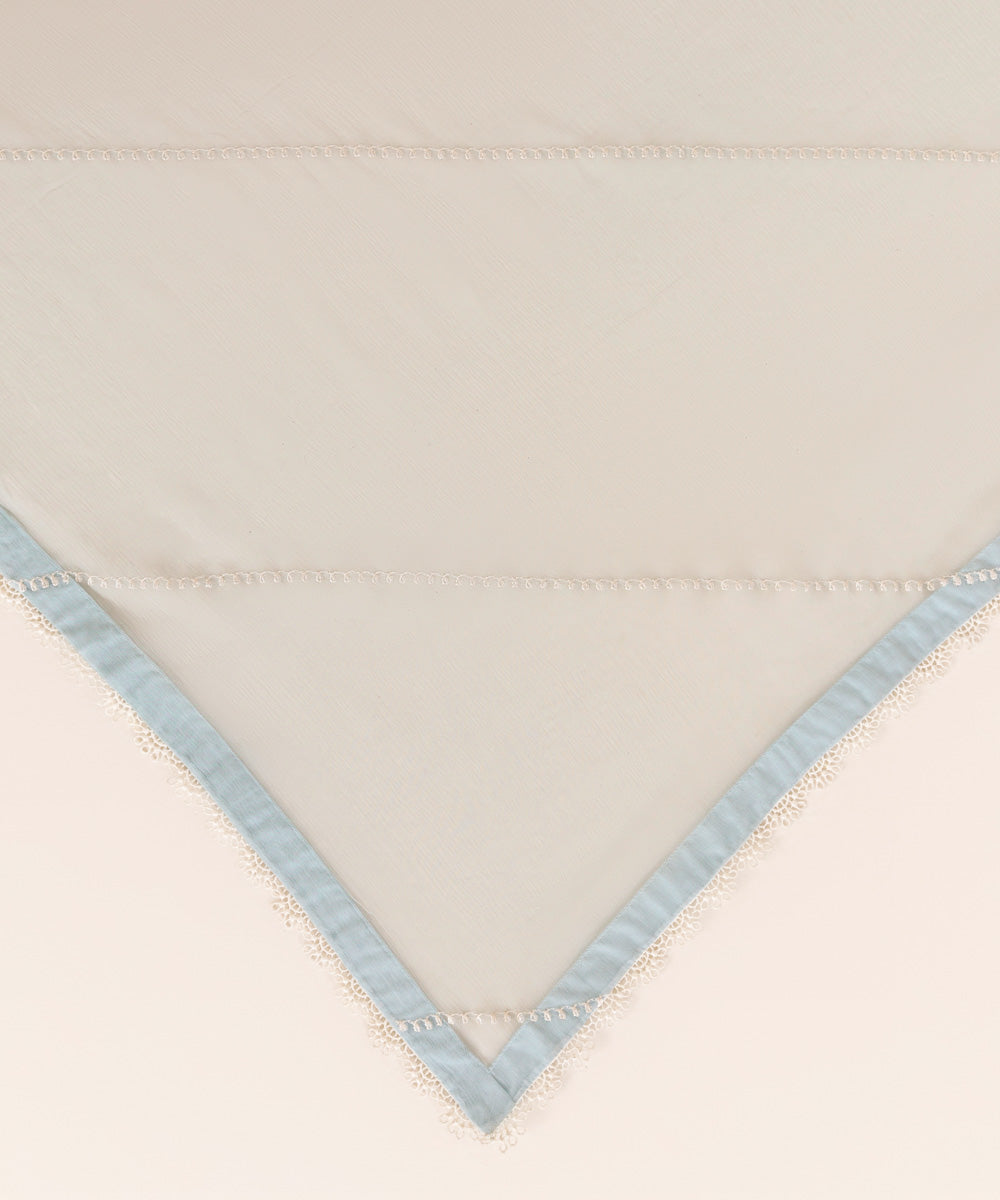 Blended Chiffon Blue Embroidered Dupatta