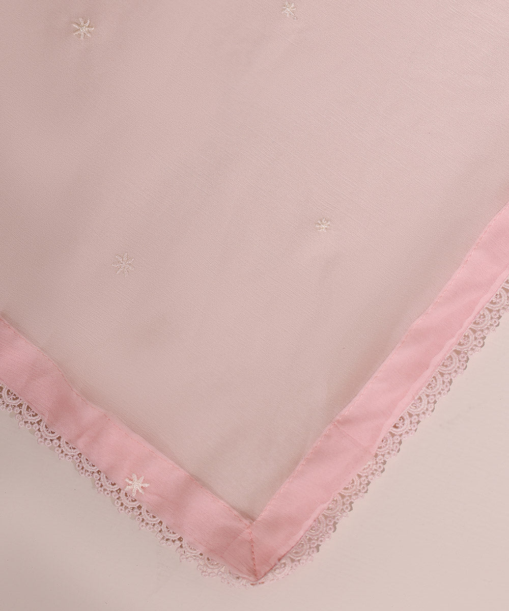 Blended Chiffon Pink Embroidered Dupatta