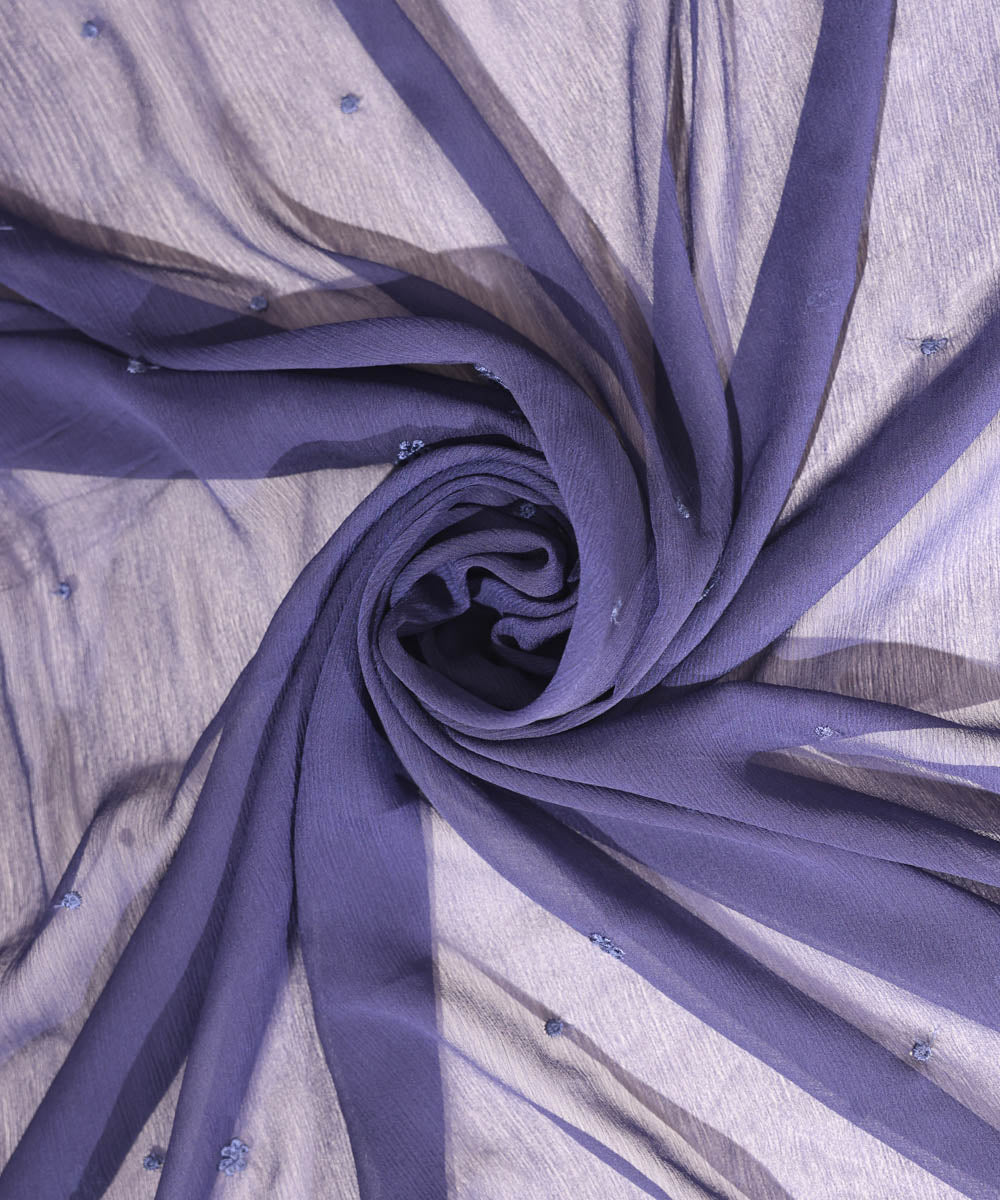 Blended Chiffon Blue Embroidered Dupatta