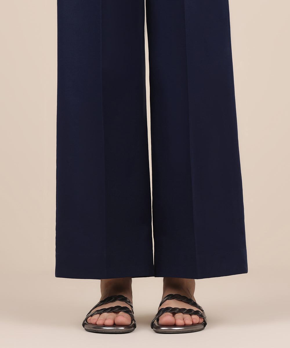 Women's RTW Cambric Blue Solid Culottes