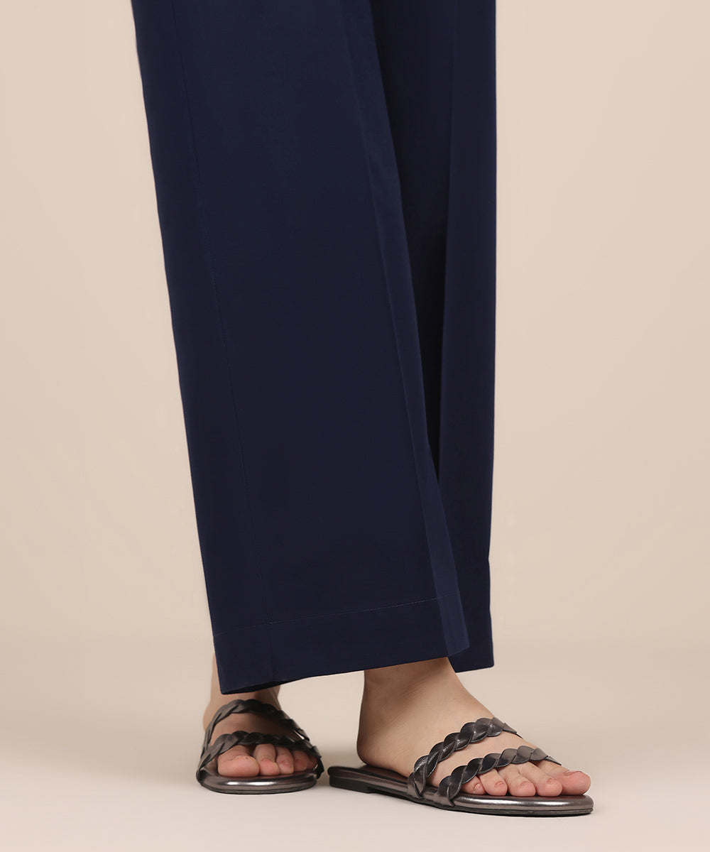 Women's RTW Cambric Blue Solid Culottes