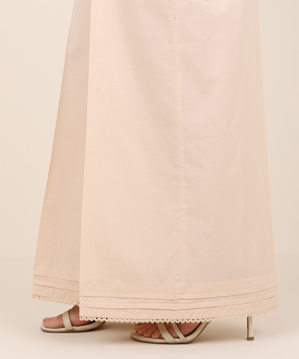 Women's RTW Cambric Pink Solid Flared Pants