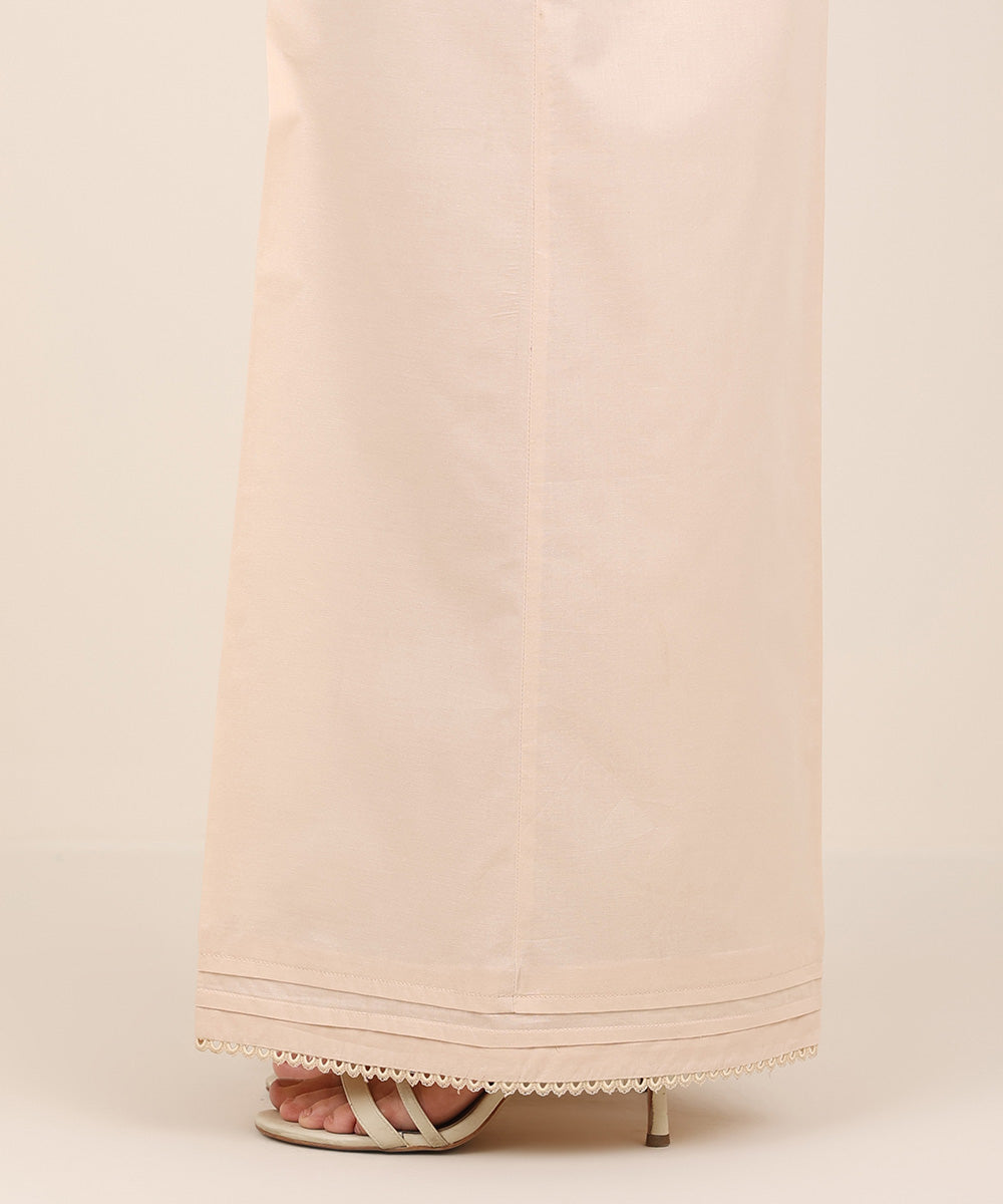 Women's RTW Cambric Pink Solid Flared Pants