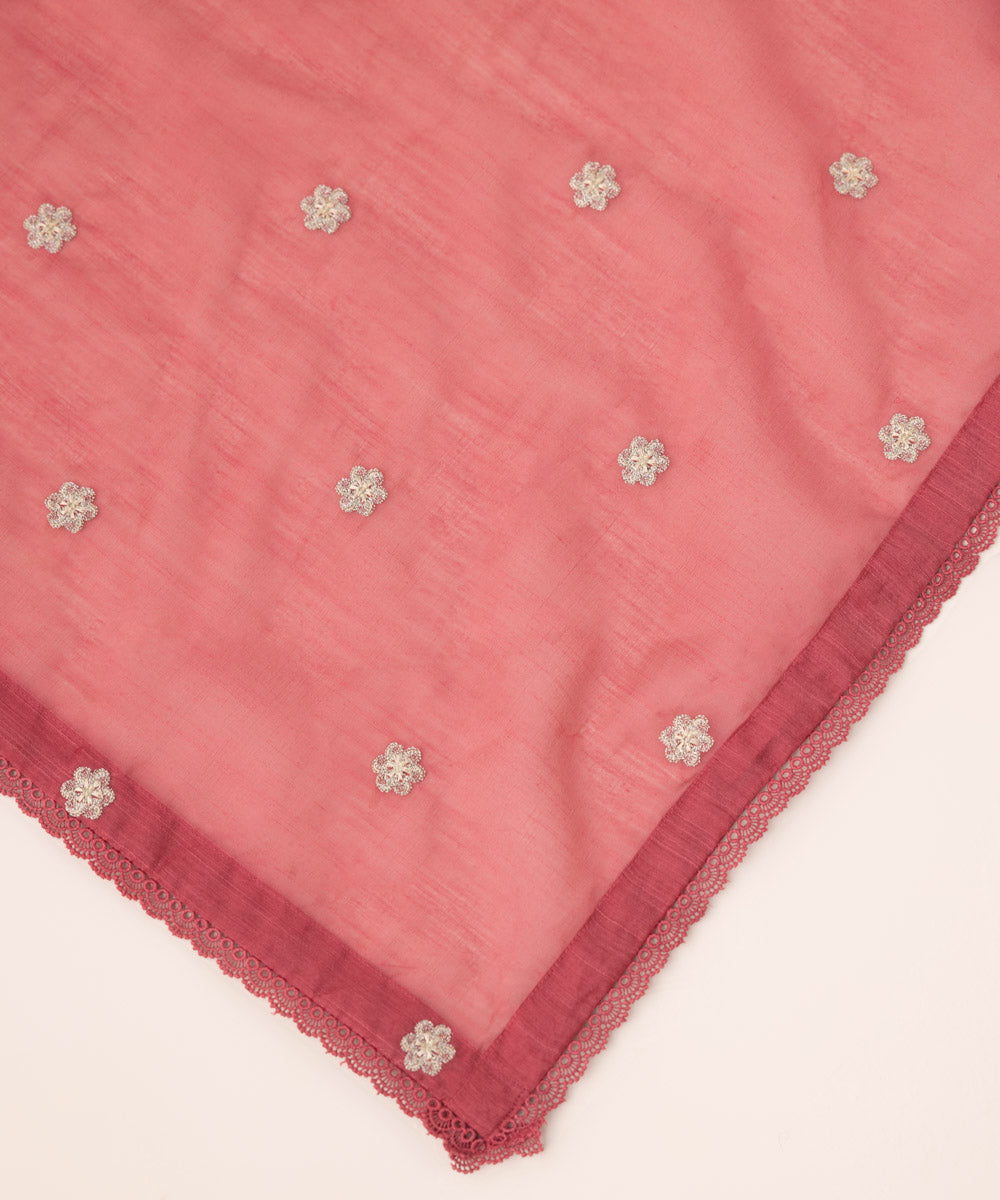 Manaar Pink Embroidered Dupatta