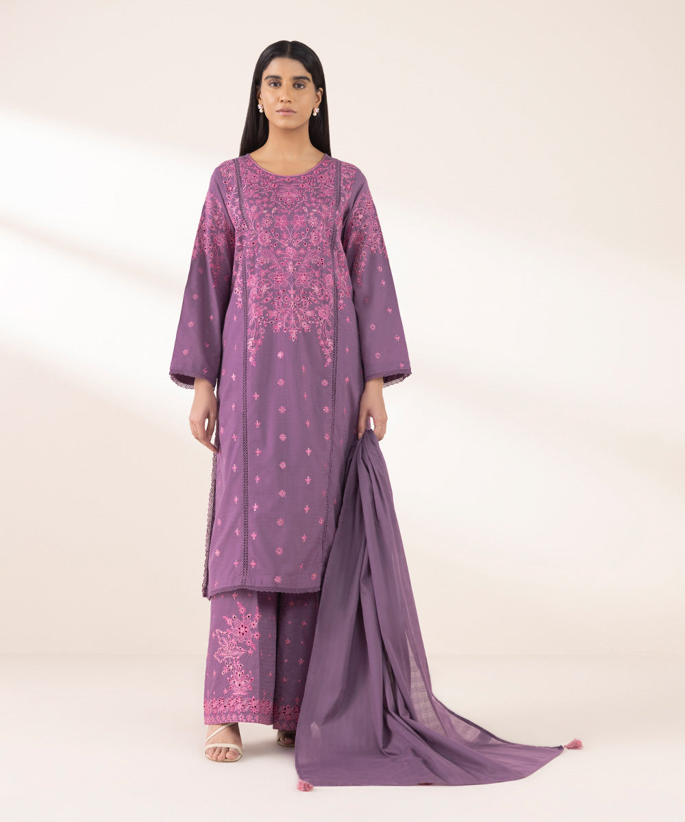 Textured Voile Purple Solid Dupatta