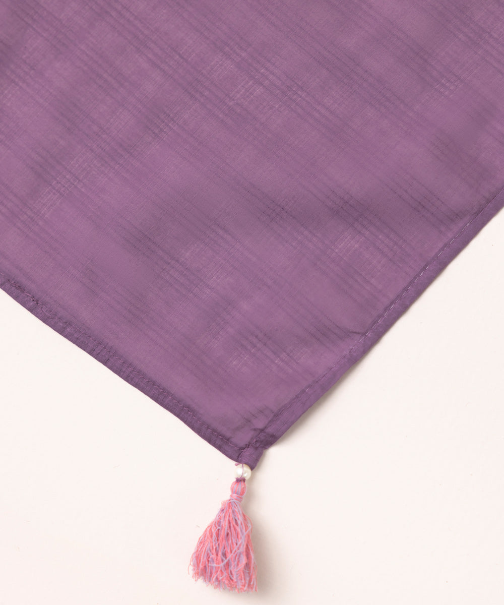 Textured Voile Purple Solid Dupatta