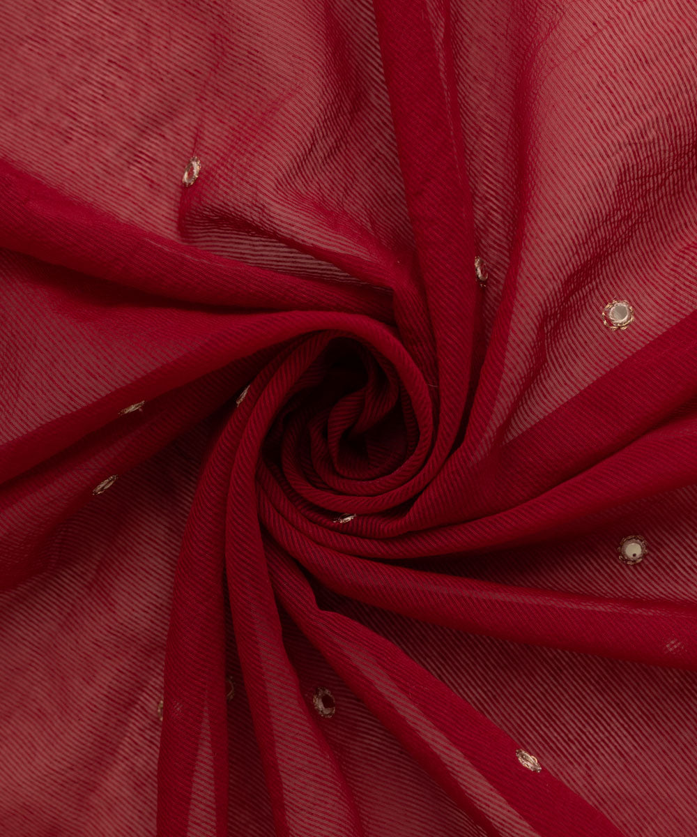 Blended Textured Karandi Red Embroidered Dupatta