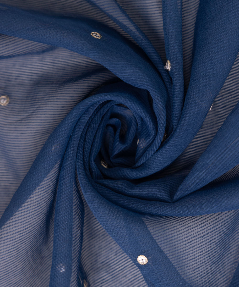 Blended Textured Karandi Blue Embroidered Dupatta