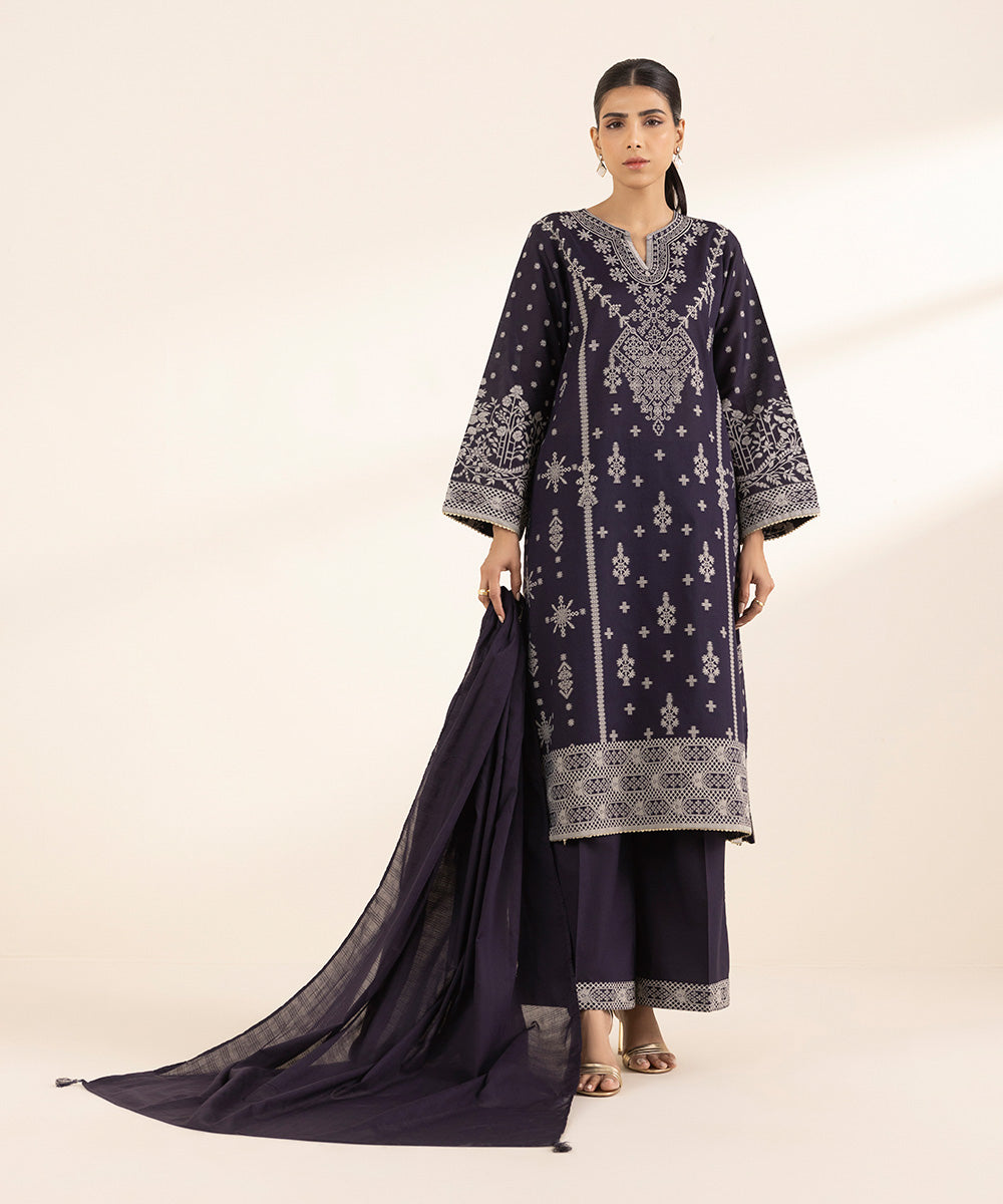 Textured Voile Purple Solid Dupatta