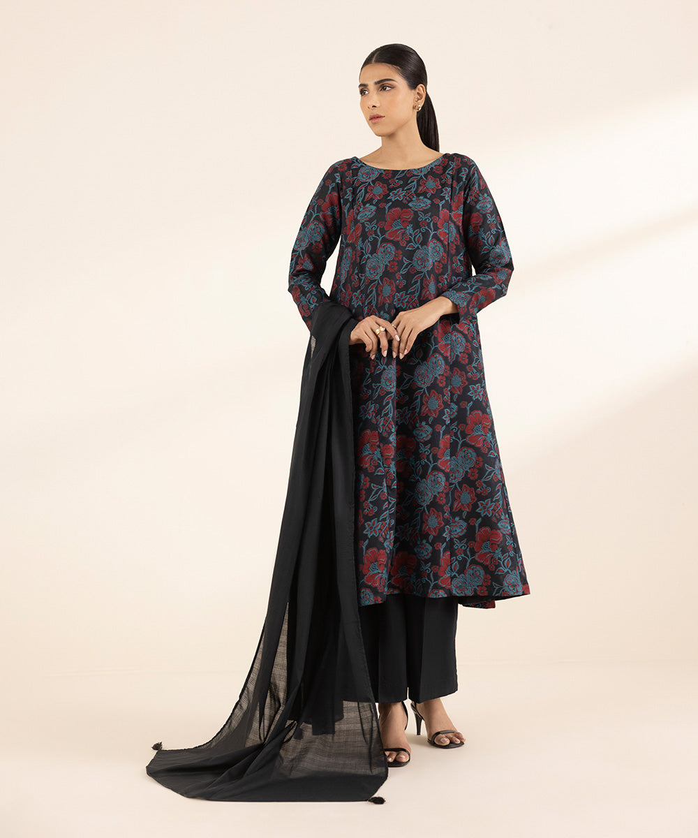 Textured Voile Black Solid Dupatta