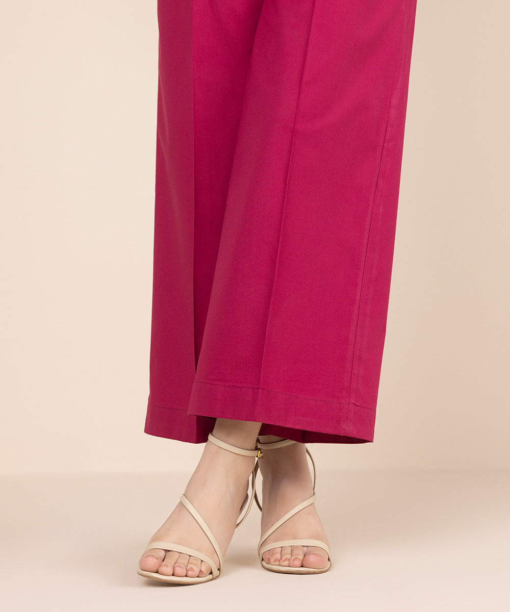 Women's RTW Cambric Pink Solid Culottes