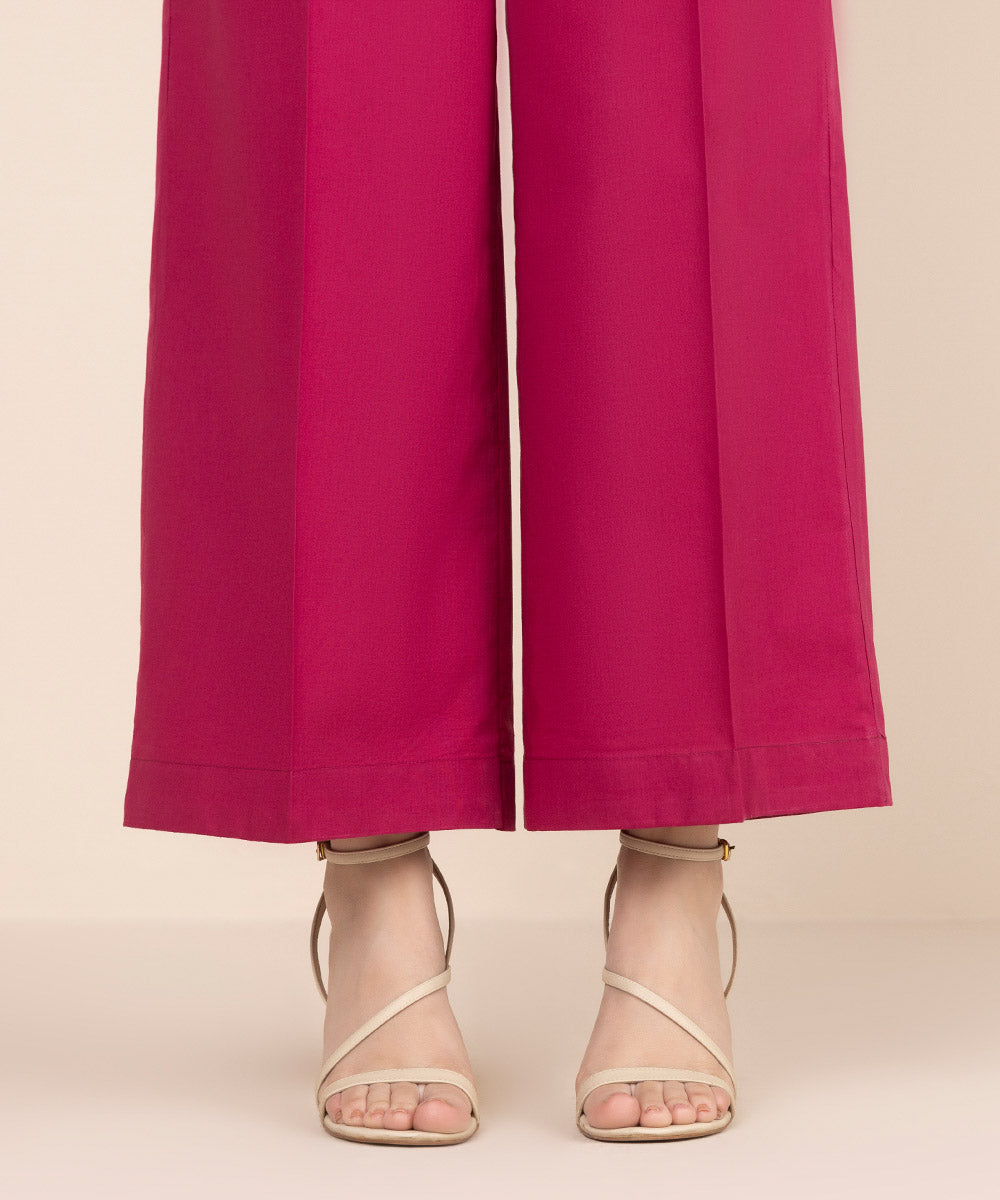 Women's RTW Cambric Pink Solid Culottes
