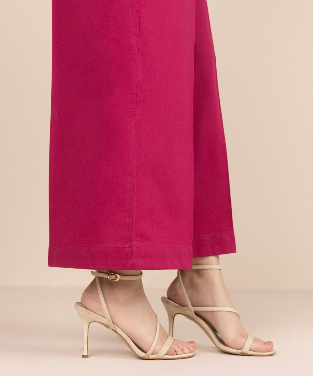 Women's RTW Cambric Pink Solid Culottes