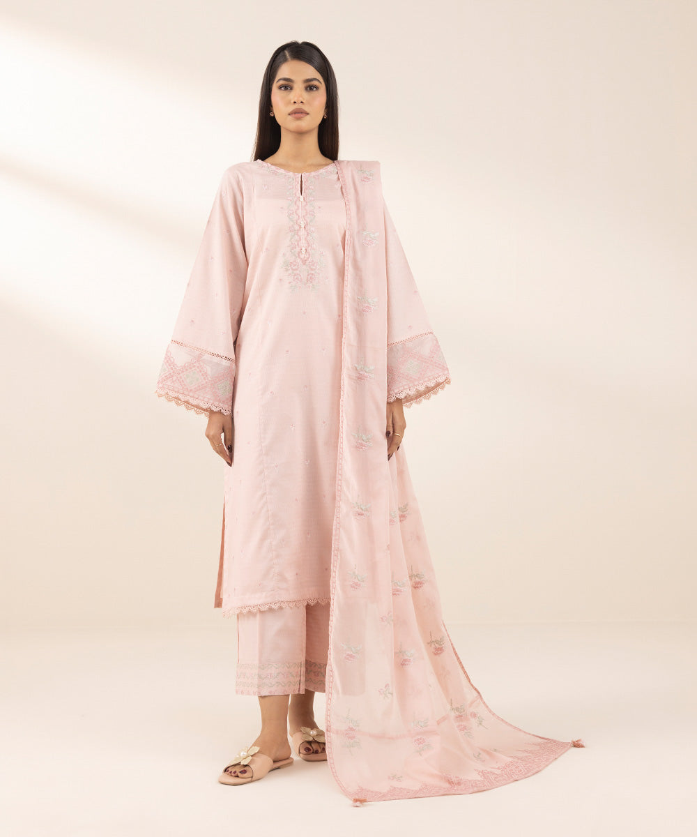 Lawn Pink Embroidered Dupatta