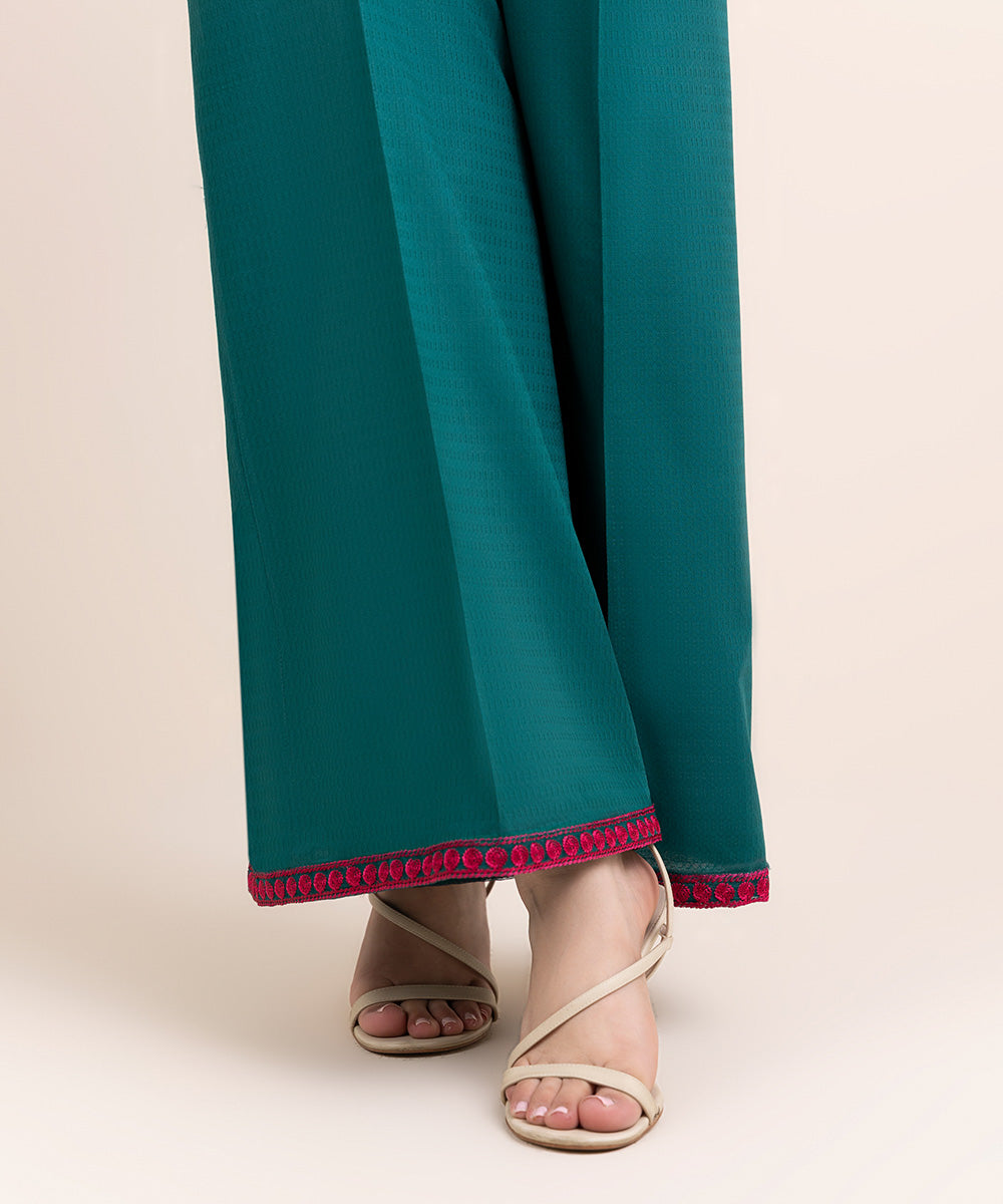 Embroidered Cotton Flared Pants