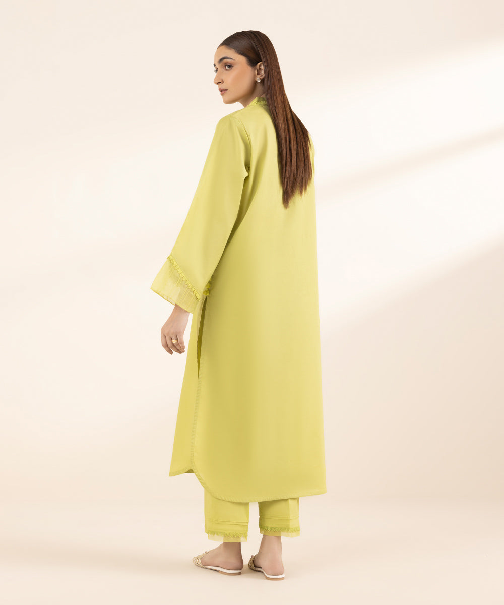 Women's RTW Lawn Green Solid A-Line Shirt
