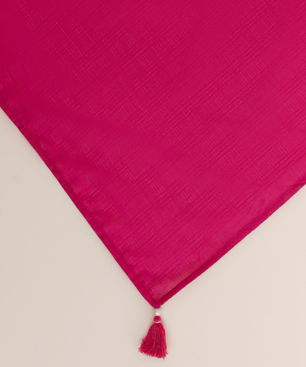 Textured Voile Pink Solid Dupatta