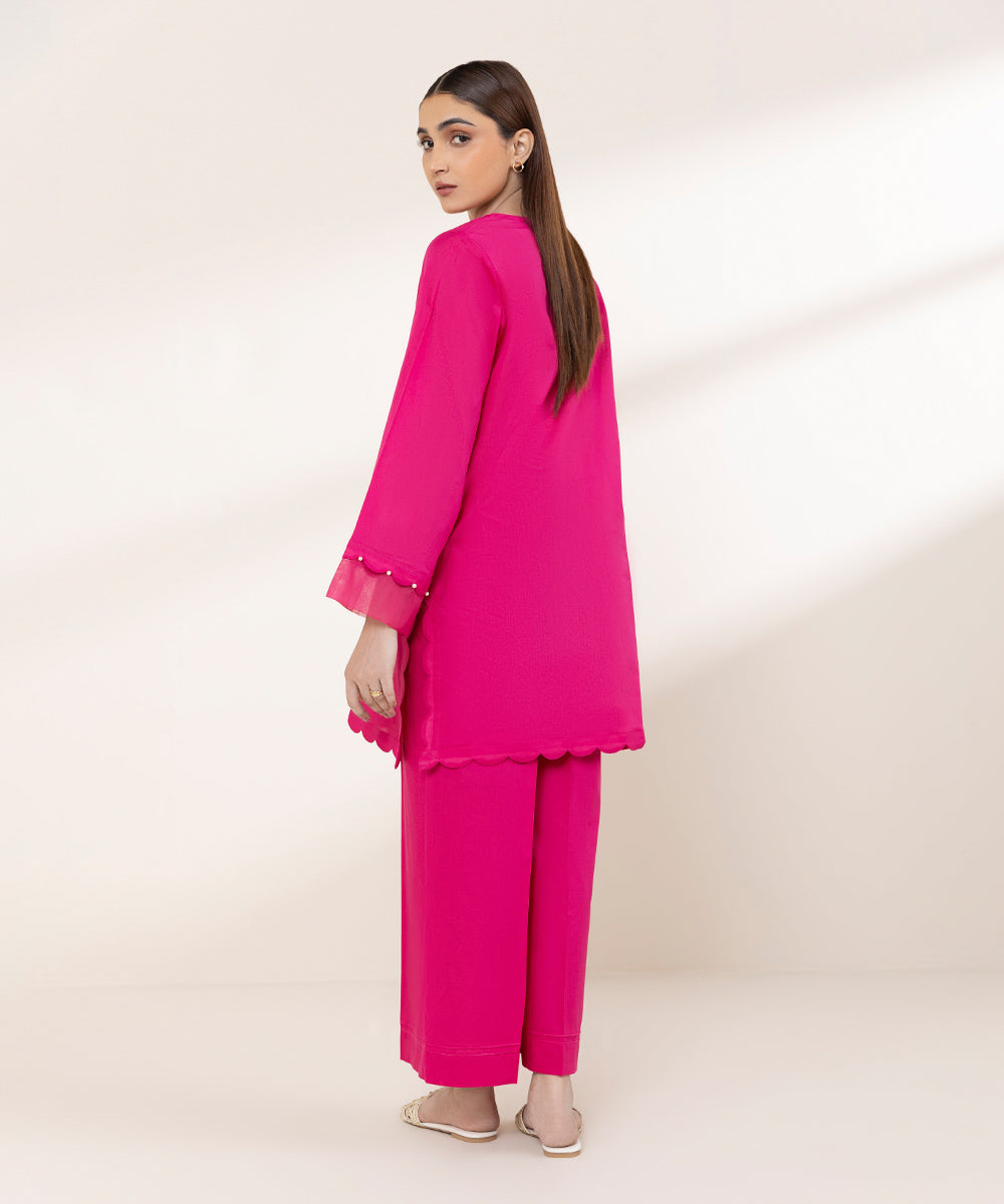 Women's RTW Lawn Pink Solid A-Line Shirt