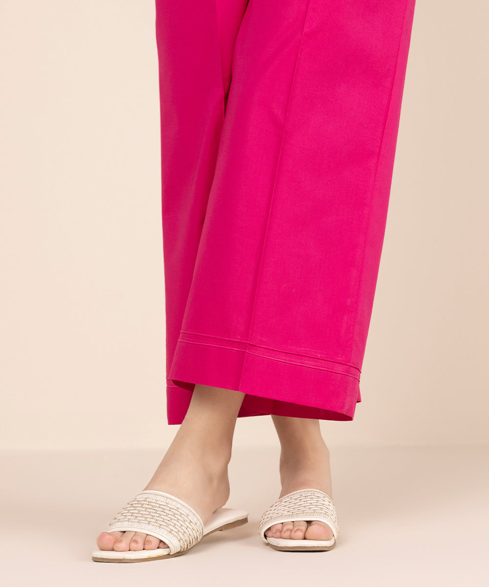 Women's RTW Cambric Pink Solid Culottes