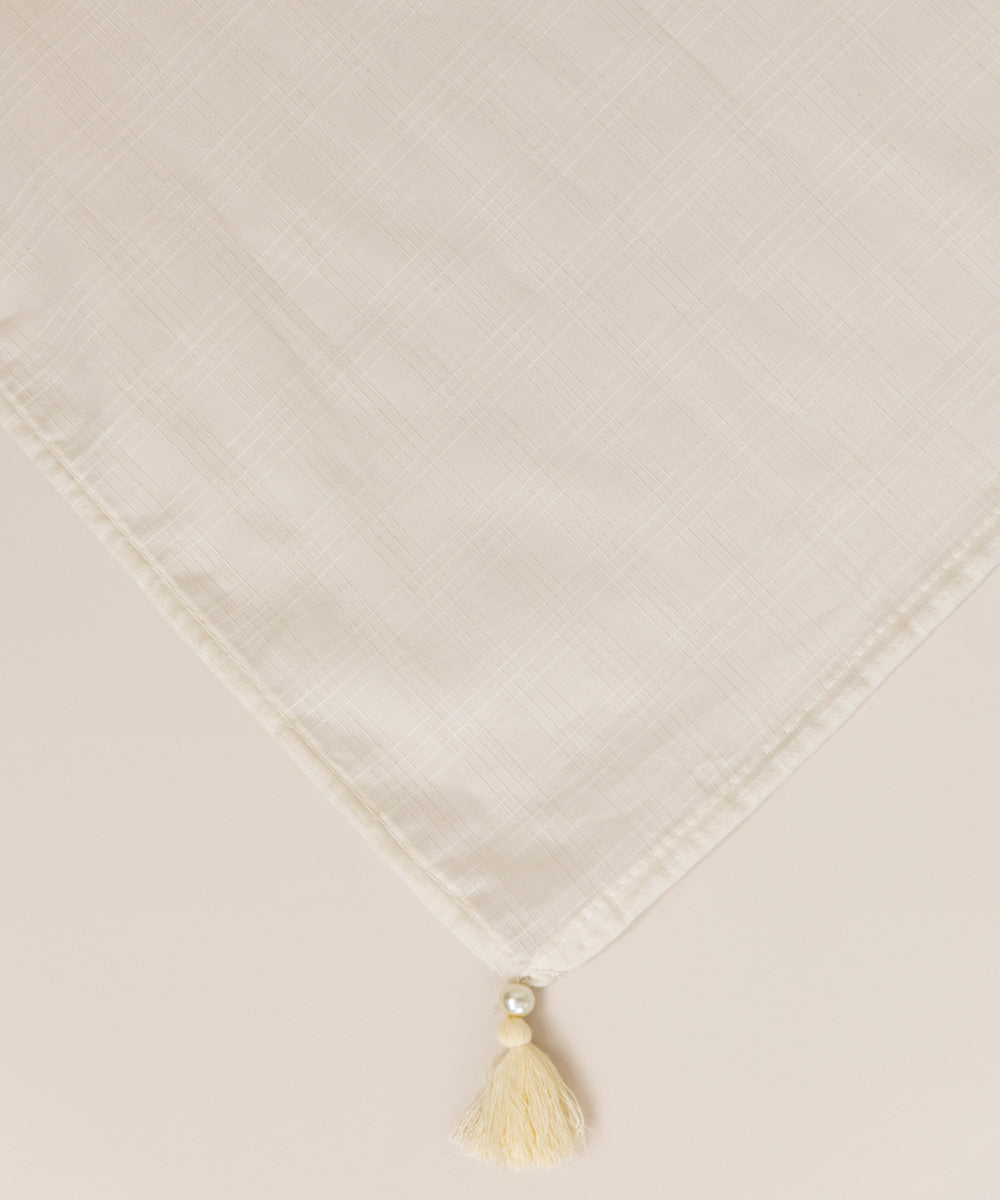 Textured Voile Off White Solid Dupatta