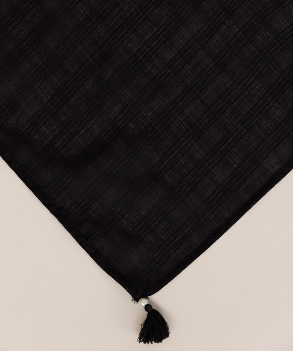 Textured Voile Black Solid Dupatta