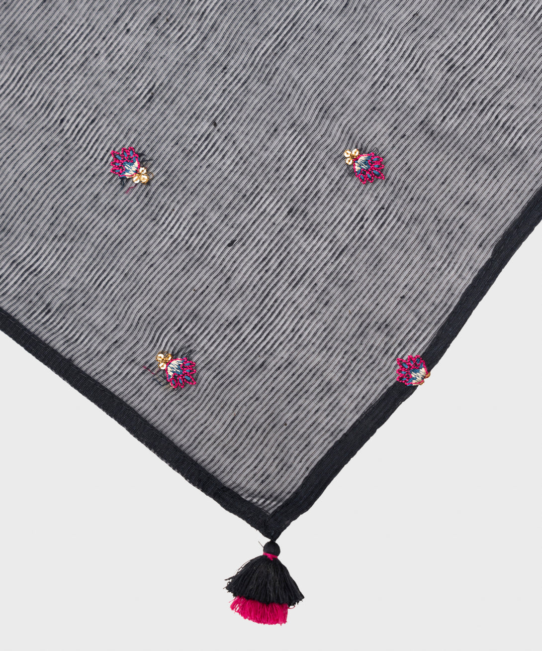 Blended Textured Karandi Black Embroidered Dupatta