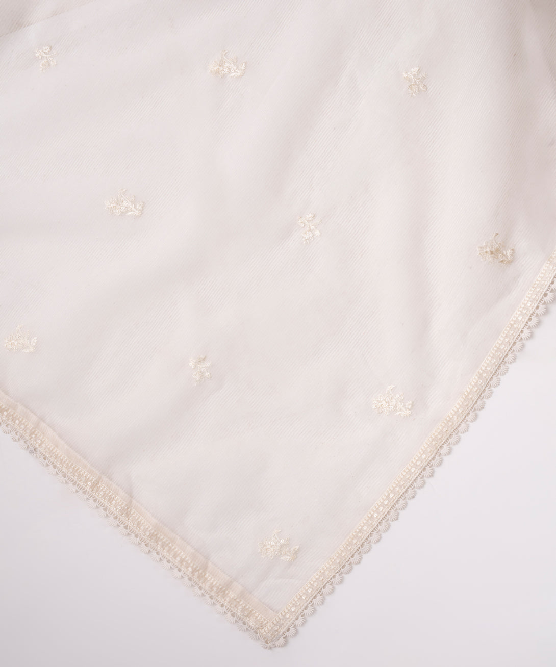Blended Textured Karandi Off White Embroidered Dupatta