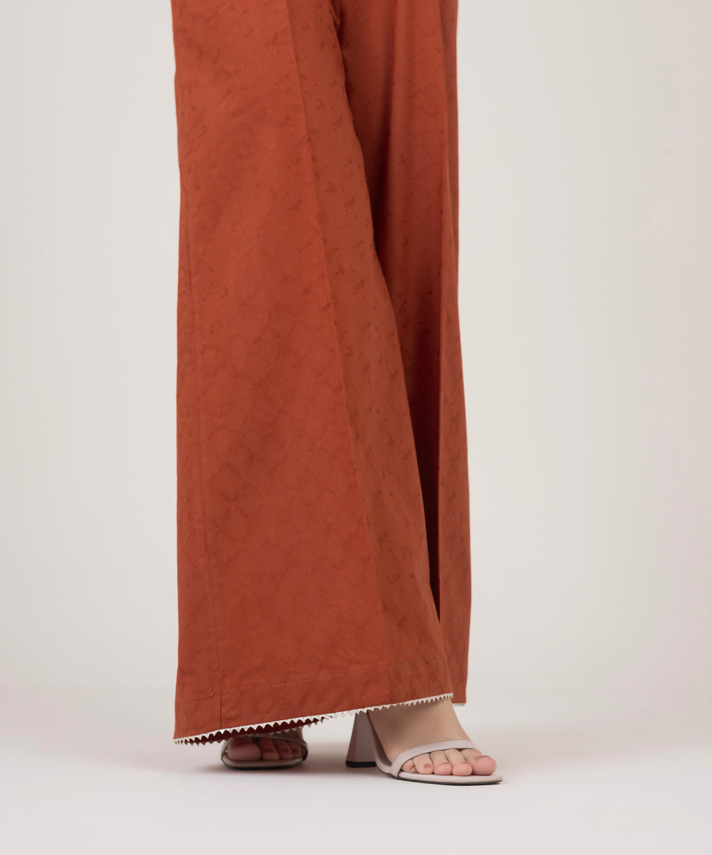 Cotton Jacquard Flared Pants