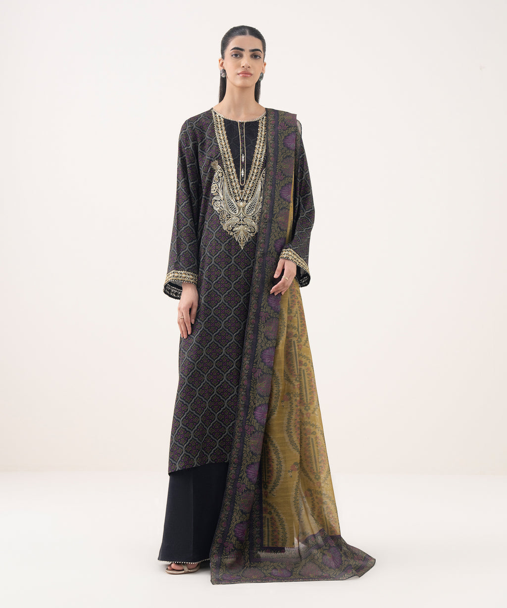 3 Piece - Embroidered Viscose Suit