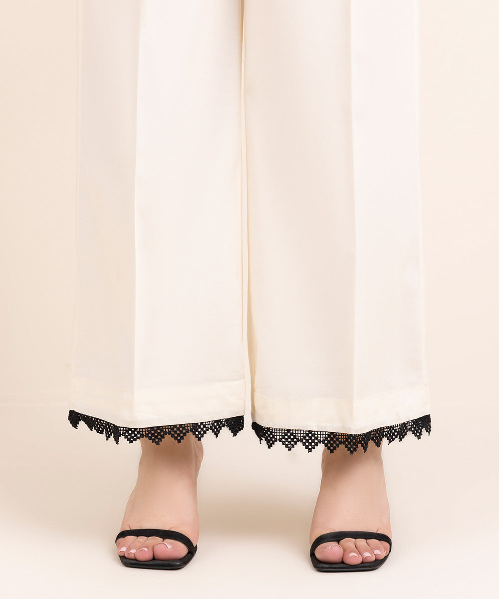 Women's Pret Cambric White Solid Culottes