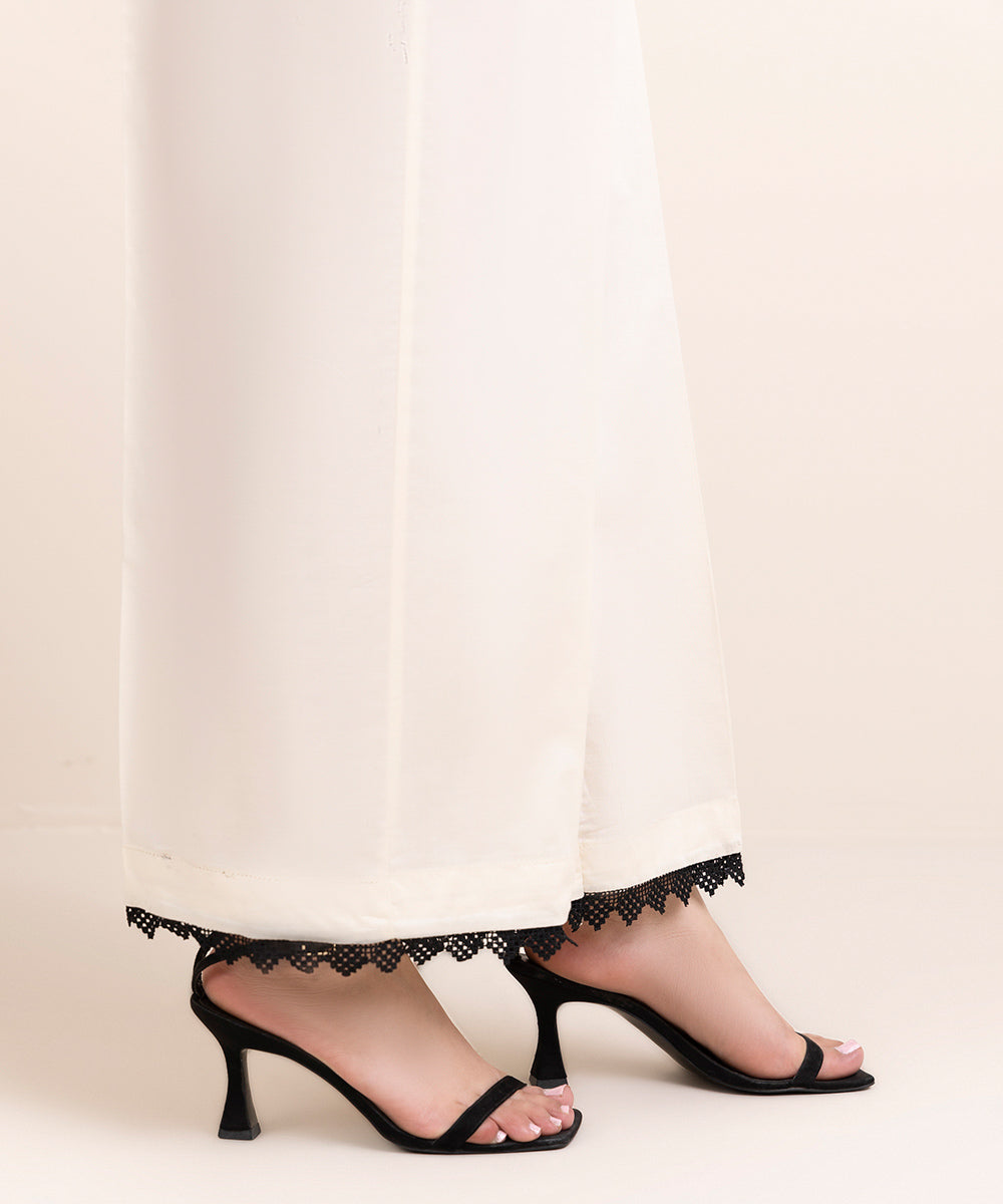 Women's Pret Cambric White Solid Culottes