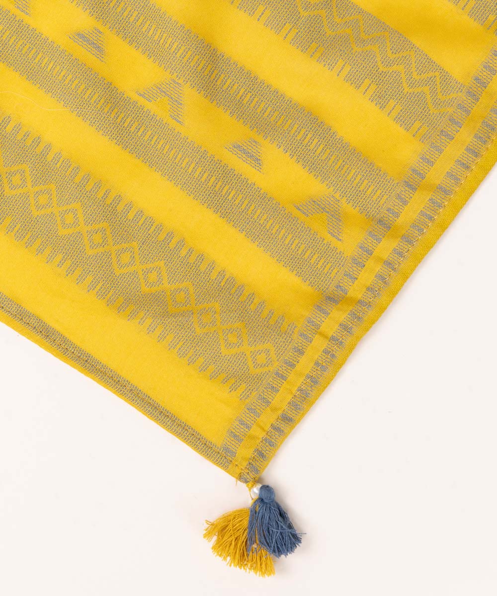 Extra Weft Jacquard Yellow Solid Dupatta