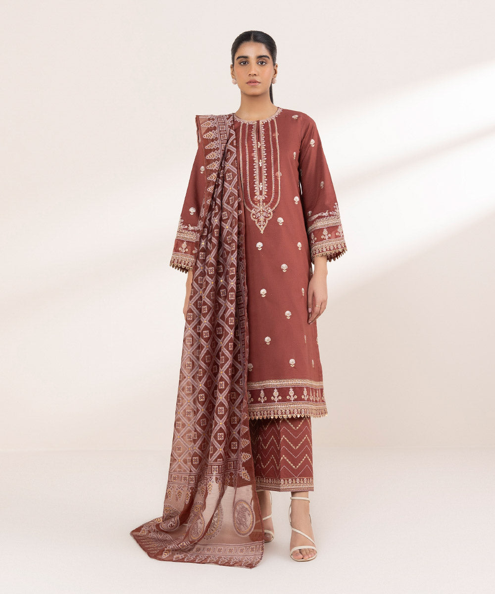 Burnout Brown Printed Dupatta