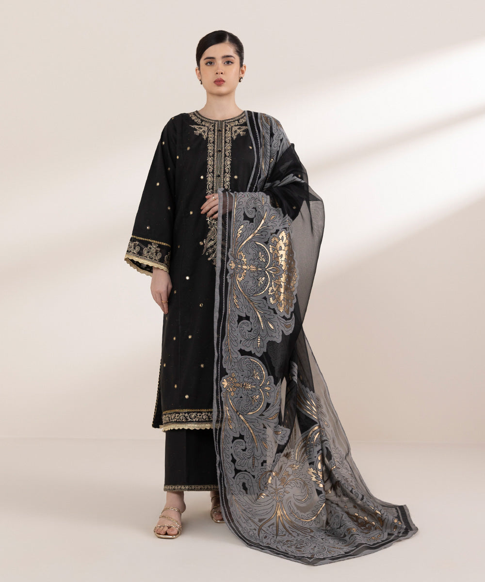 Burnout Black Solid Dupatta