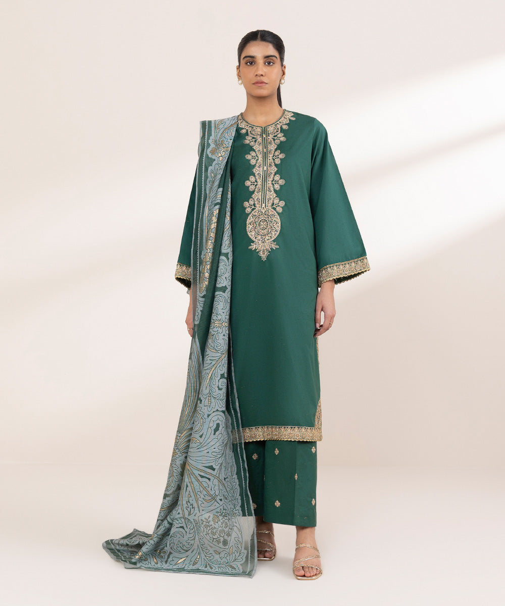 Burnout Green Printed Dupatta