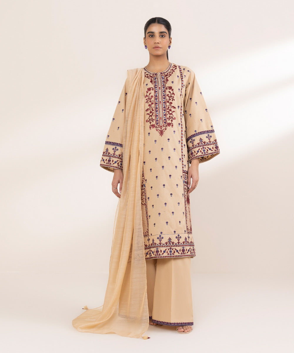 Manaar Beige Solid Dupatta