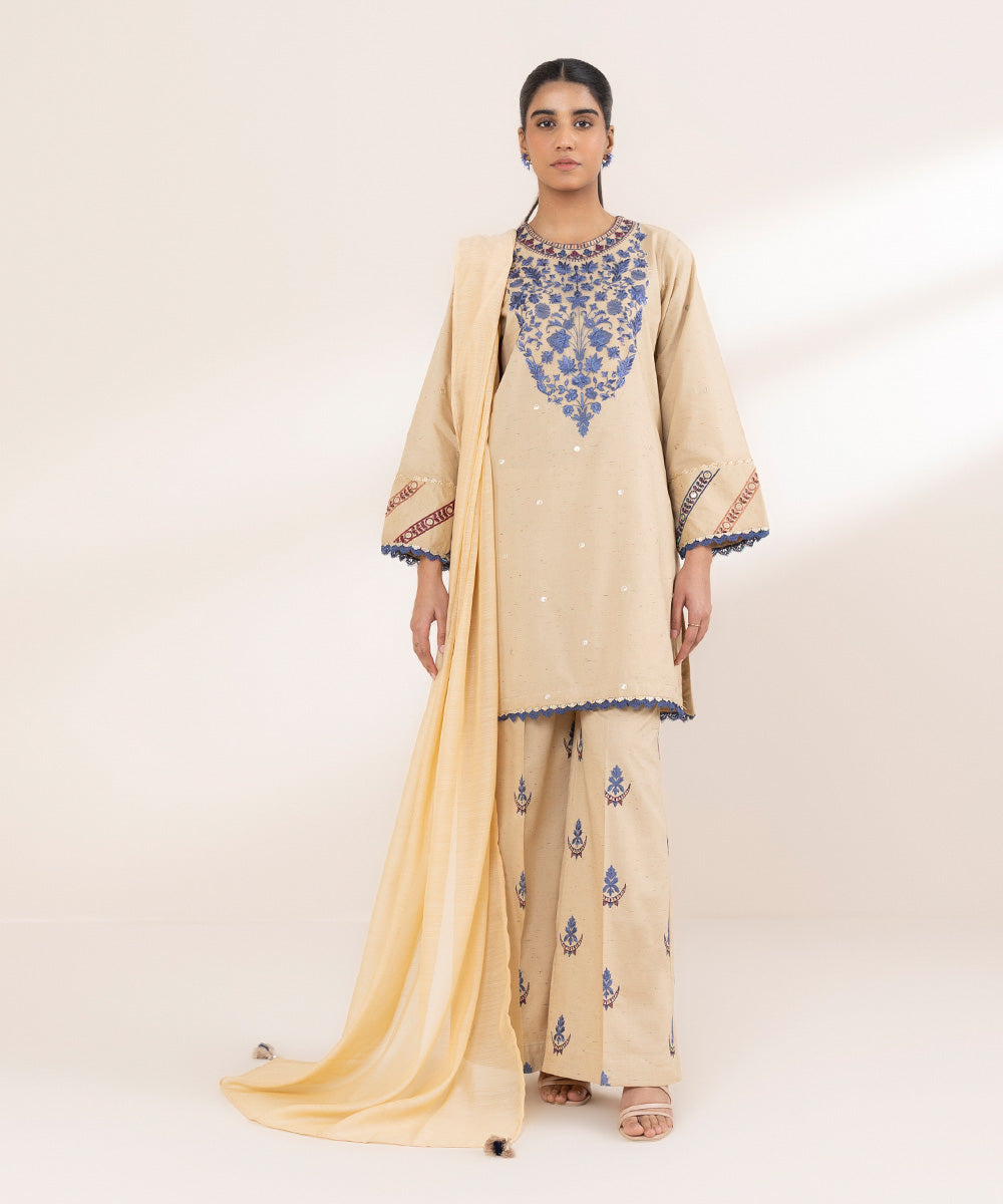 Manaar Beige Solid Dupatta